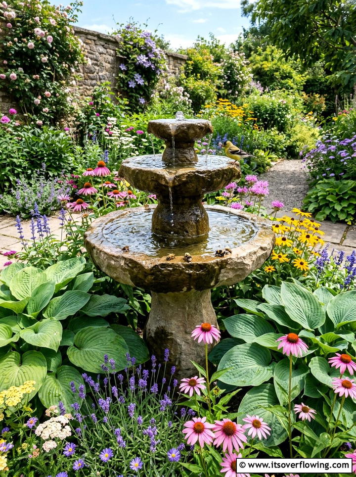 Water Fountain For Birds And Bees - 25 garden decor ideas for pollinator gardens
