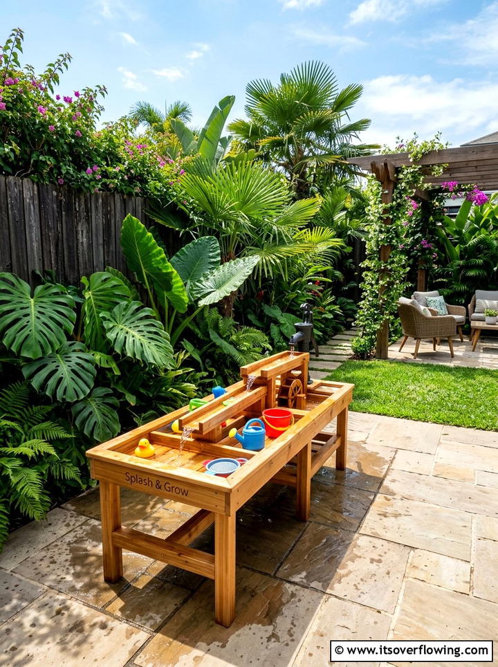 Water Play Table On Patio - 25 small garden ideas with kids corner