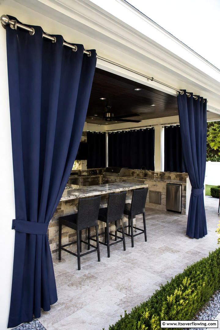 Water Resistant Fabric Panels - 30 Patio Curtain Ideas to Enhance Outdoor Privacy & Style