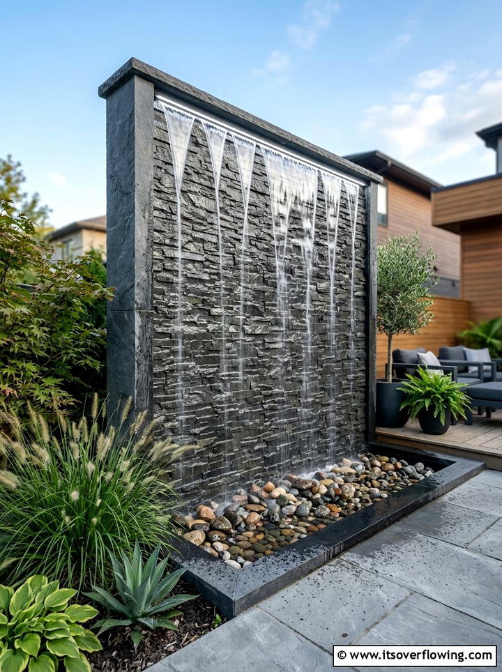 Water Wall Feature - 25 backyard decorating ideas with zen retreat vibe