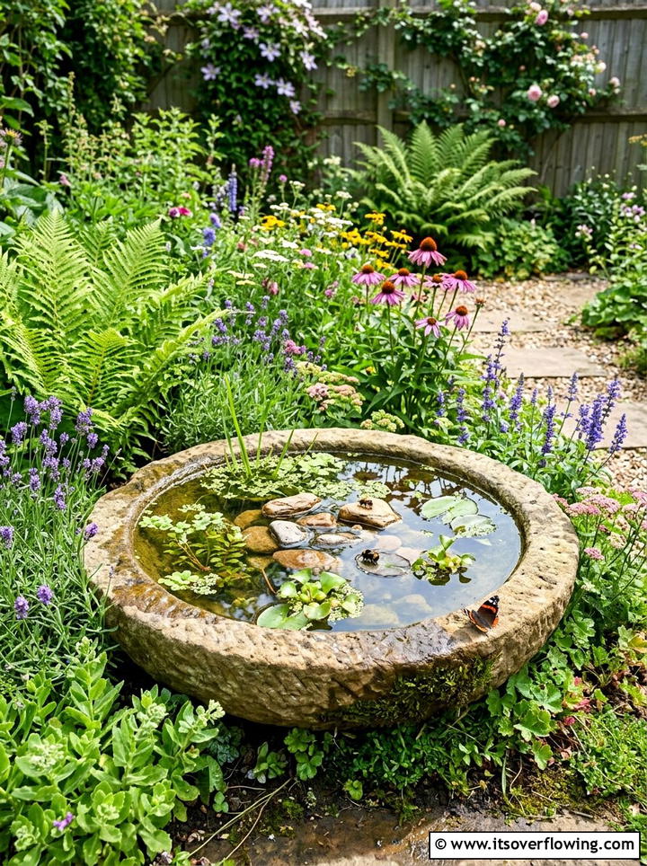 Water feature for pollinators - 25 garden ideas with pollinator plants