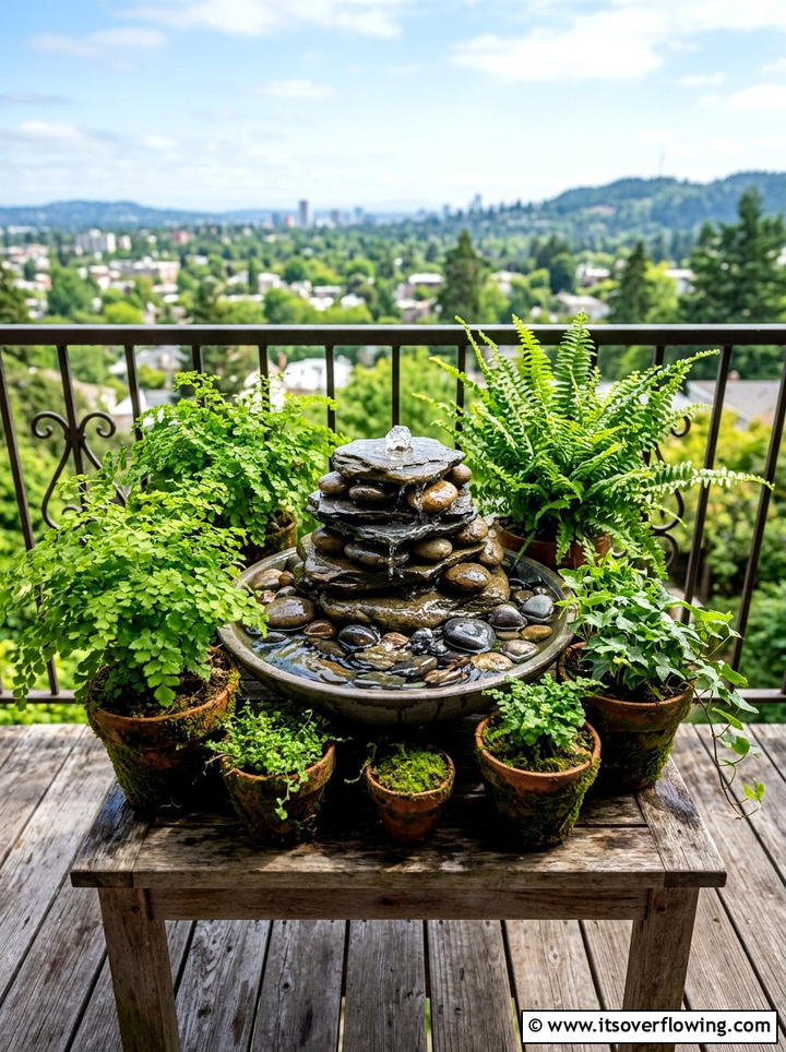 Water feature fountain - 25 garden decor ideas for balconies