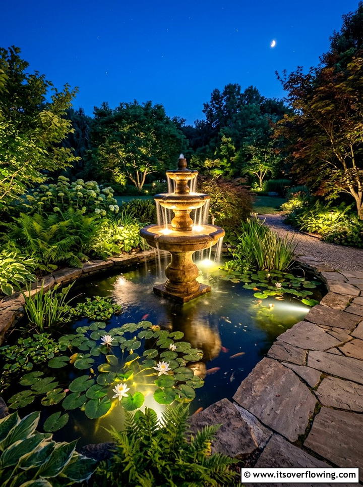 Water feature lighting for small ponds - 25 small garden ideas with lighting