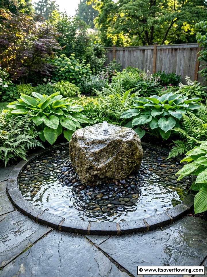 Water feature pebble base - 25 garden decor ideas with pebble accents