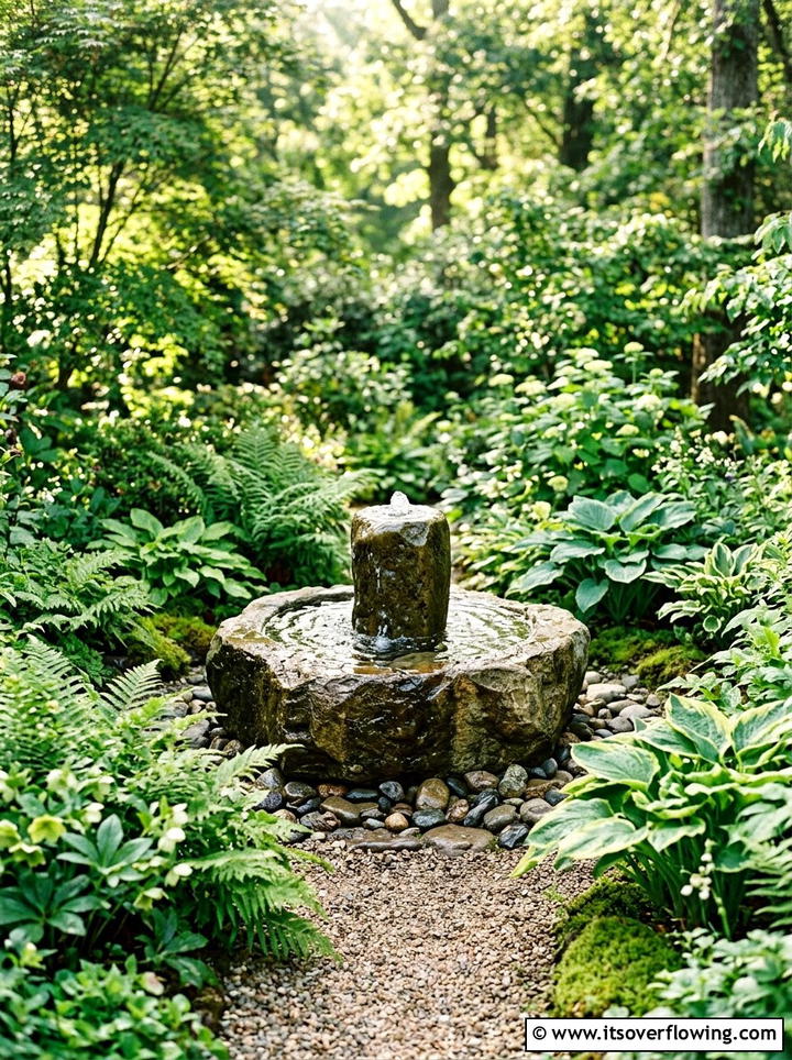 Water fountain feature - 25 creative garden ideas with sensory planting