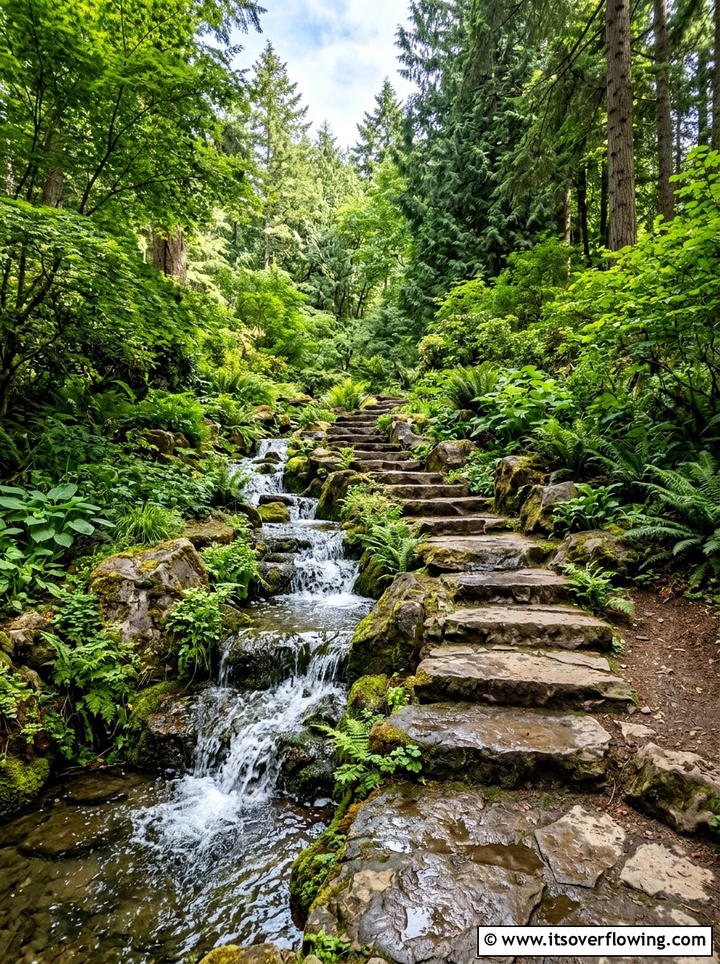 Waterfall Stone Steps - 25 backyard ideas with steps