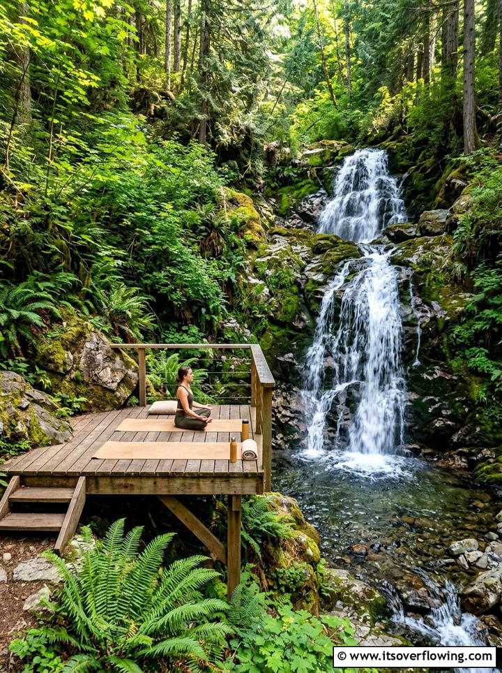 Waterfall Yoga Deck - 25 backyard ideas with yoga deck