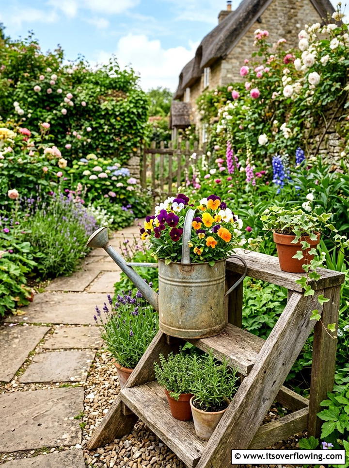 Watering Can Flower Pot - 25 upcycled garden ideas for urban gardens