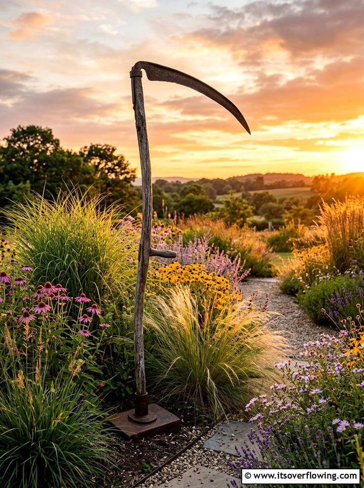 Watering Can Fountain - 25 recycled garden ideas with old tools