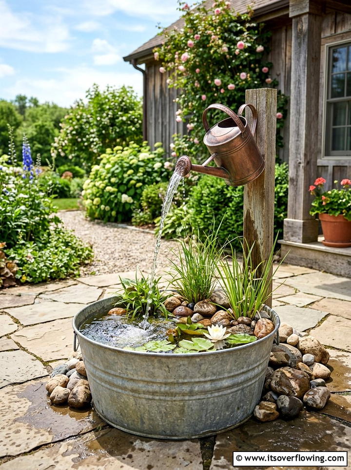 Watering Can Fountain - 25 backyard ideas for weekend projects