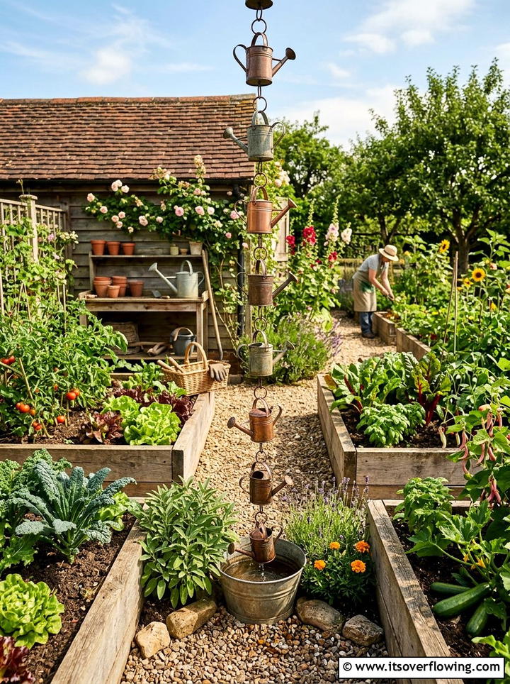 Watering Can Rain Chain - 25 creative garden ideas with rain chains