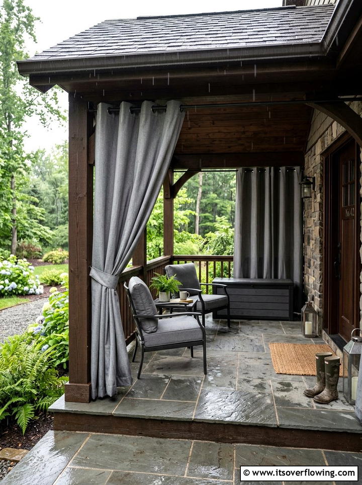Waterproof Outdoor Curtains - 25 front porch ideas with outdoor curtains