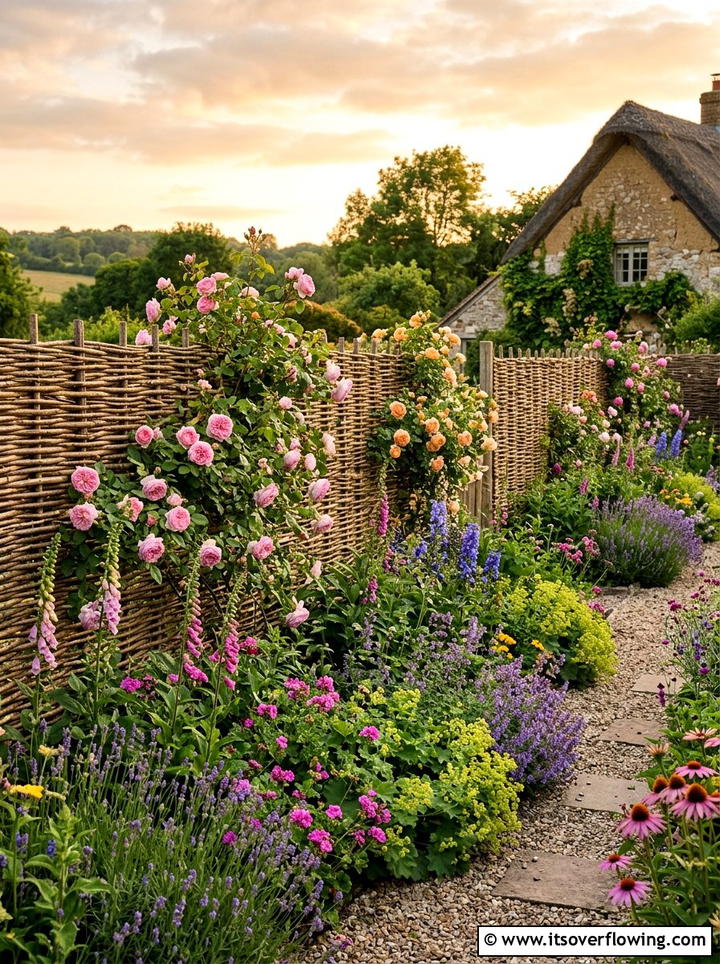 Wattle Fence - 25 recycled garden ideas with branch cuttings