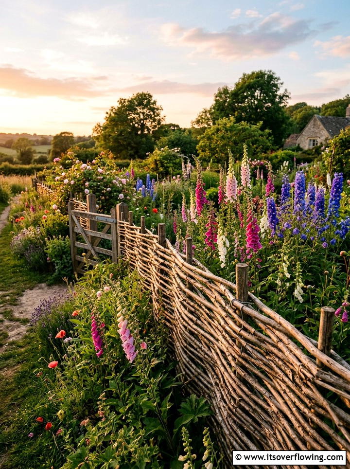 Wattle fence - 25 garden decor ideas for cottage gardens