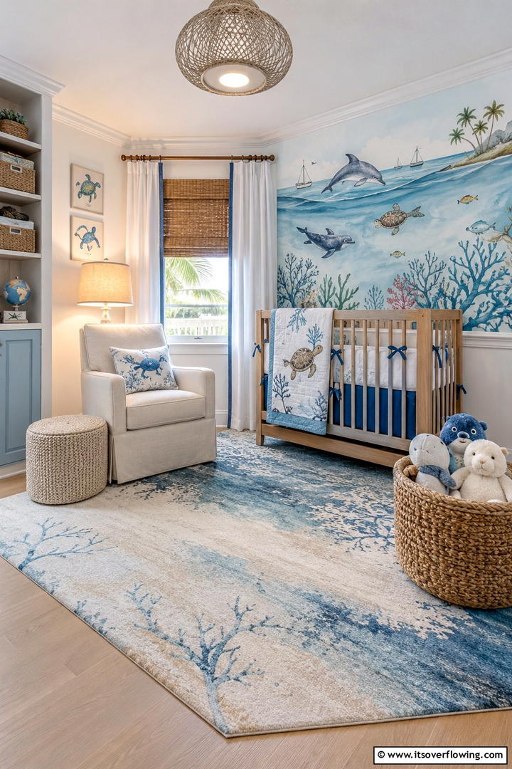 Wave Whisper - 30 Ocean-Themed Nursery Ideas for a Serene Baby Room