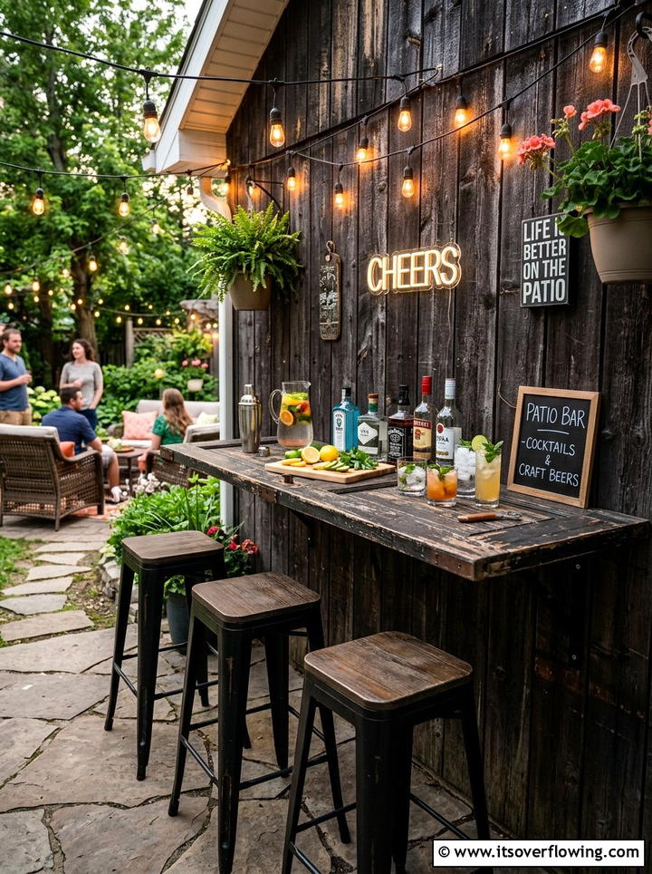 Weathered Door Outdoor Bar - 25 backyard decorating ideas with old door decor