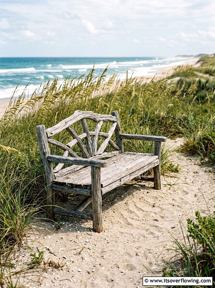 Weathered Driftwood Garden Bench - 25 garden decor ideas with benches