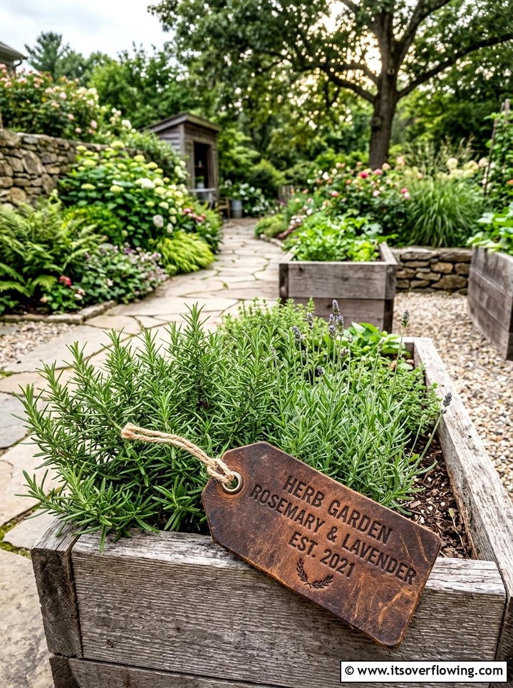 Weathered Leather Plant Tags - 25 garden ideas with plant markers