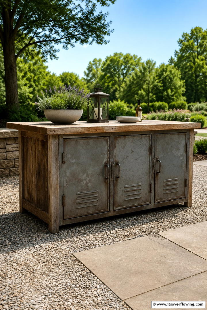 Weathered Metal Storage - 30 Rustic Outdoor Kitchen Ideas for Al Fresco Dining