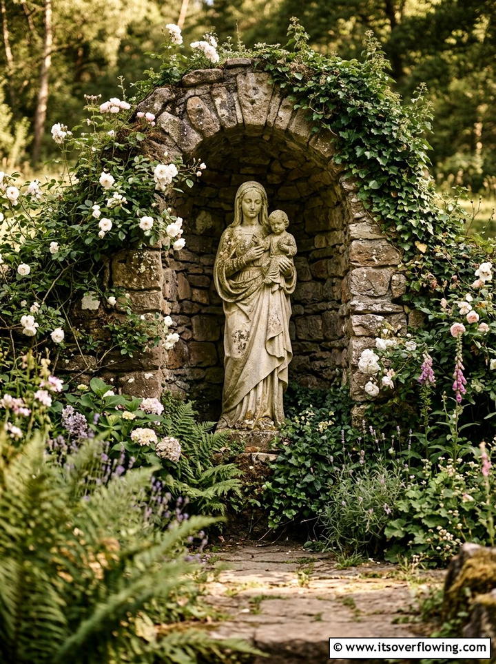 Weathered Religious Figure - 25 backyard decorating ideas with statues