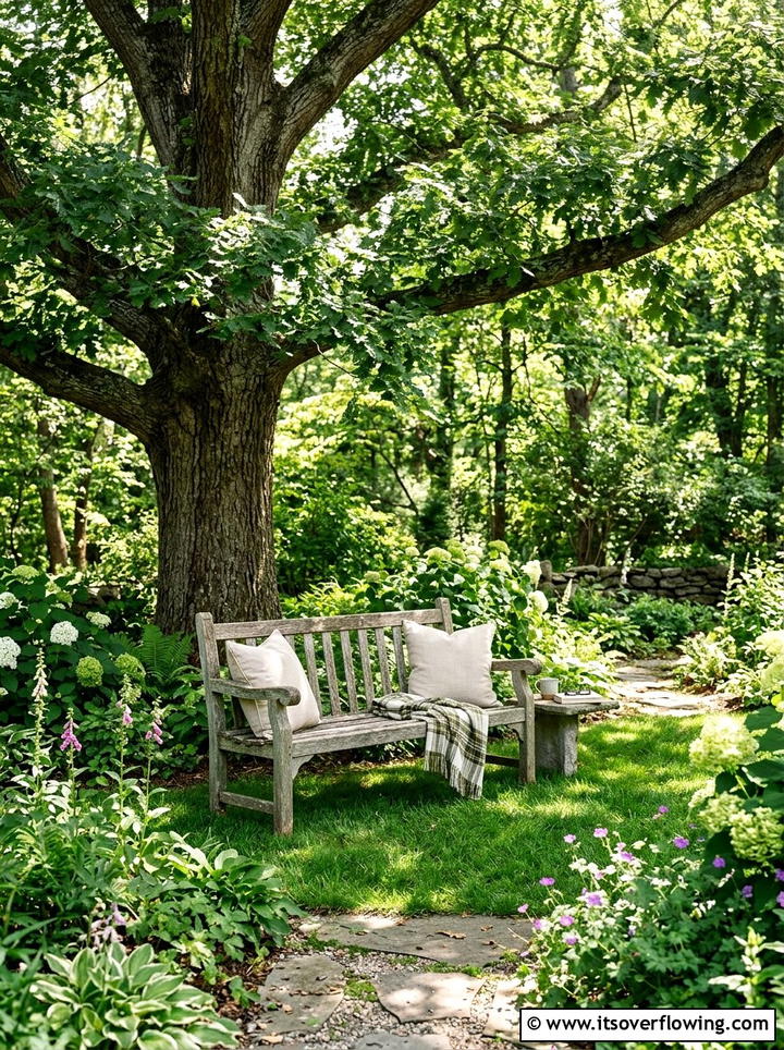 Weathered Wood Bench - 25 garden decor ideas for rustic gardens