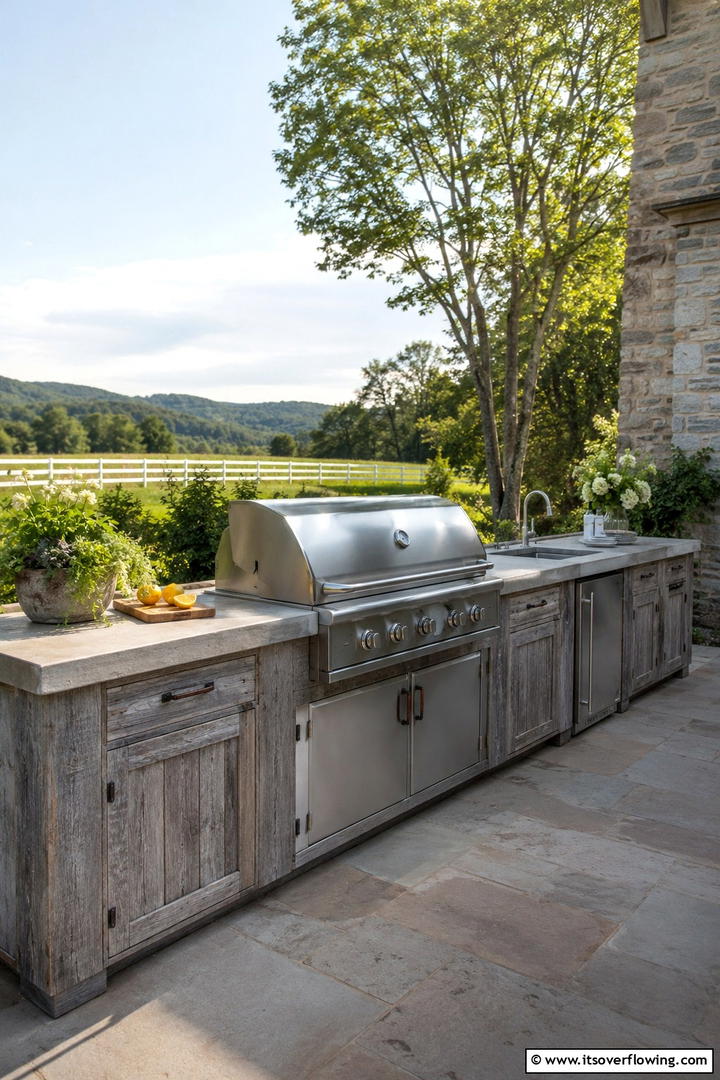 Weathered Wood Cabinets - 30 Rustic Outdoor Kitchen Ideas for Al Fresco Dining