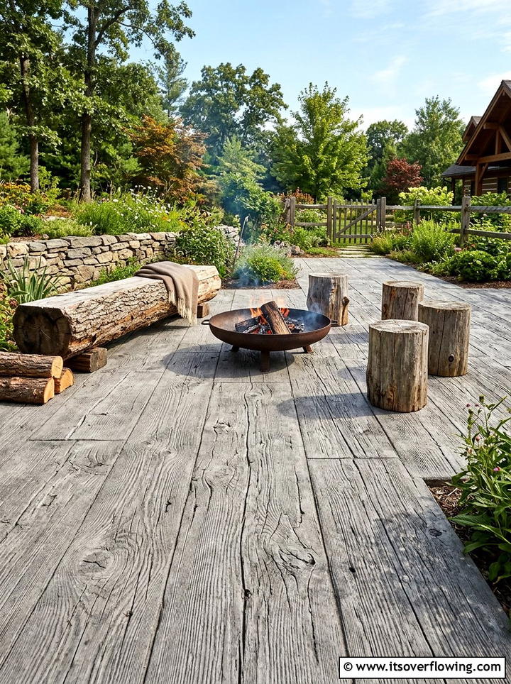 Weathered Wood Concrete - 25 backyard ideas with stamped concrete