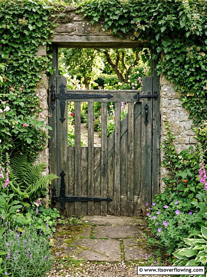 Weathered Wood Garden Gate - 25 backyard decorating ideas with reclaimed wood projects