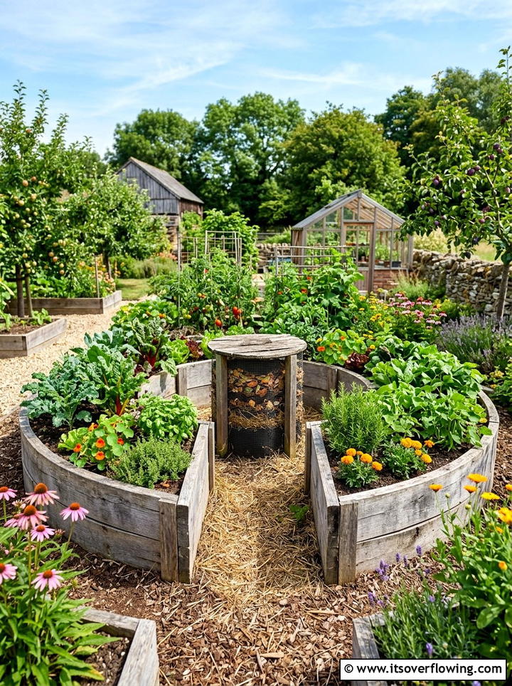 Weathered Wood Keyhole Garden - 25 creative garden ideas with reclaimed wood beds