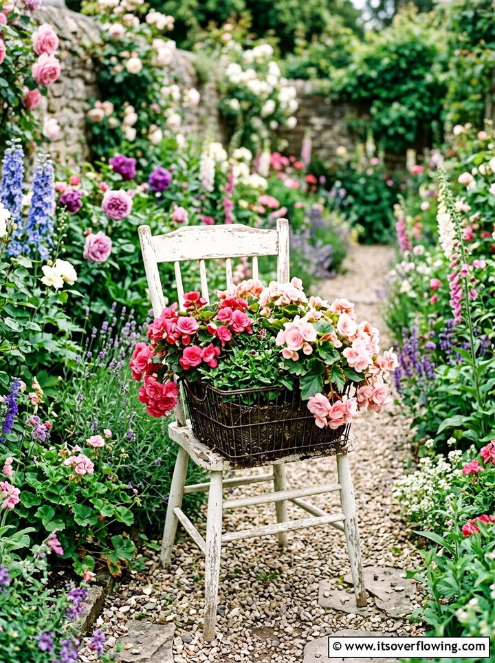 Weathered Wooden Chair Planter - 25 upcycled garden ideas with cottage style