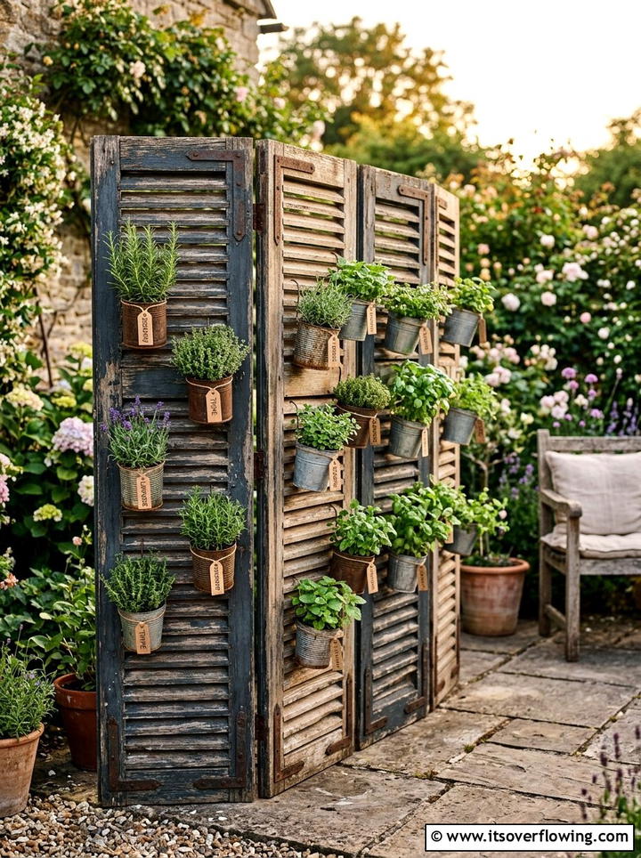 Weathered Wooden Shutters - 25 reusing old things ideas for rustic garden look