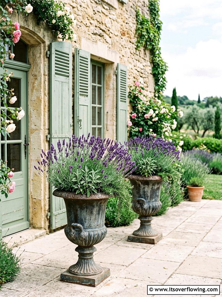 Weathered Zinc Pedestal Planters - 25 front porch decor ideas with pedestal planters