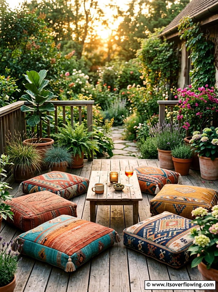 Weatherproof Floor Cushion - 25 small garden ideas for quick makeover