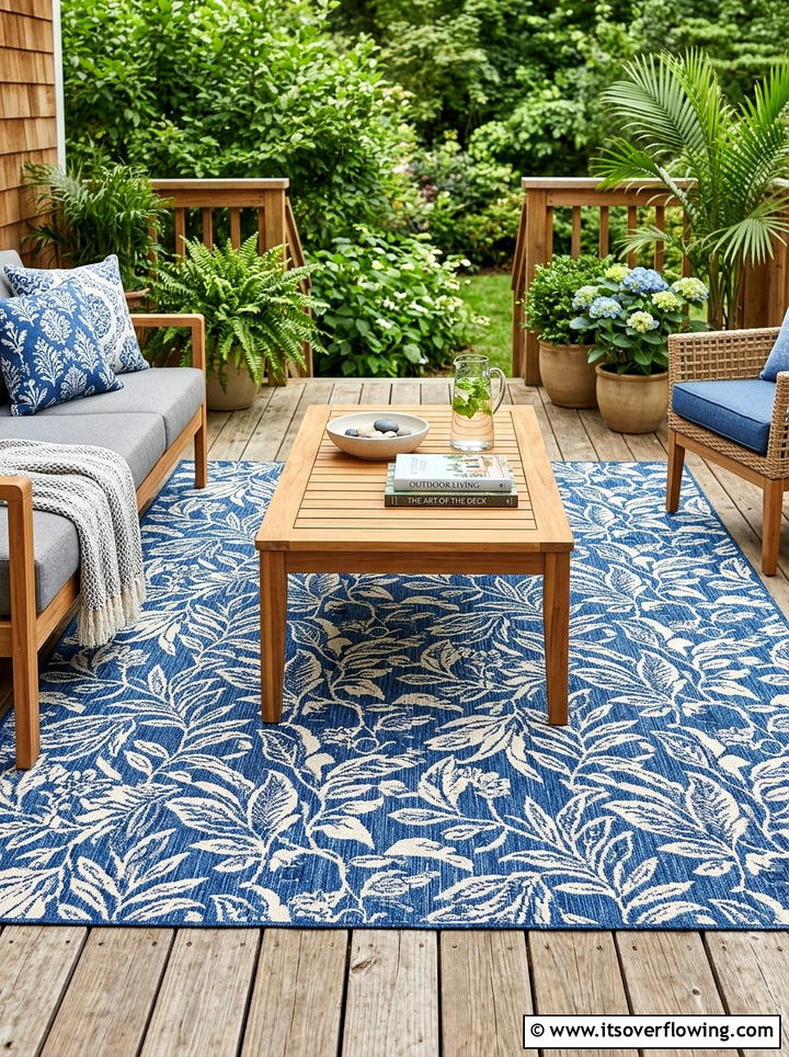 Weatherproof Outdoor Rug - 25 garden decor ideas with spring decor