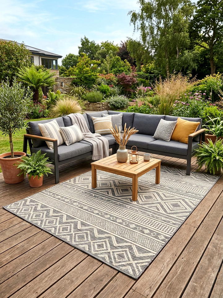 Weatherproof Outdoor Rug - 25 backyard decorating ideas on a budget