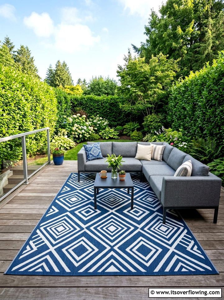 Weatherproof area rugs - 25 garden decor ideas for patios
