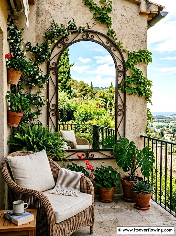 Weatherproof outdoor mirror - 25 garden decor ideas for balconies