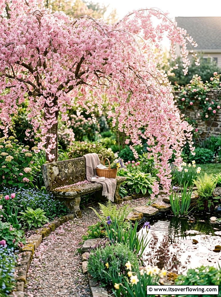 Weeping Cherry Tree - 25 small garden ideas with dwarf trees