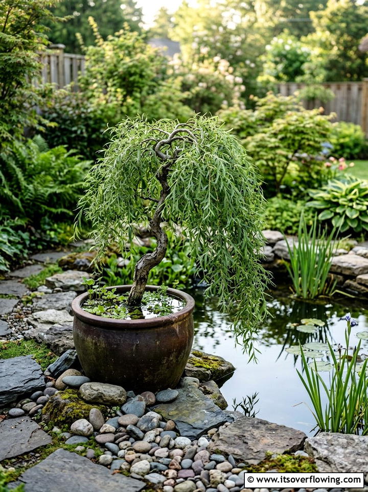 Weeping Willow Planter - 25 backyard decorating ideas with potted trees