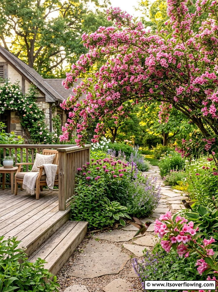 Weigela Hummingbird Garden - 25 garden design ideas with low maintenance shrubs