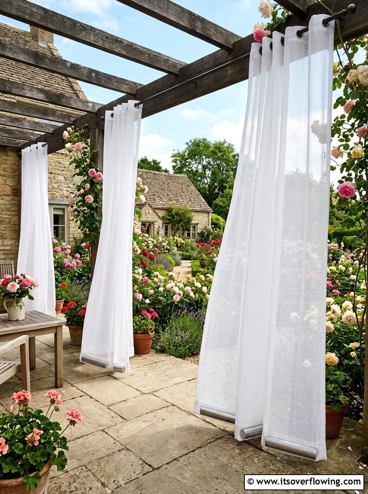 Weighted bottom outdoor curtains - 25 garden decor ideas with pergola curtains