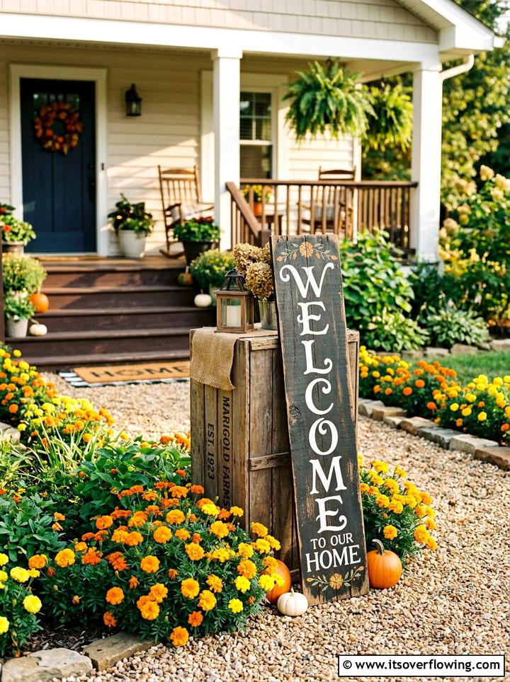 Welcome sign crate - 25 front porch decor ideas with vintage crates