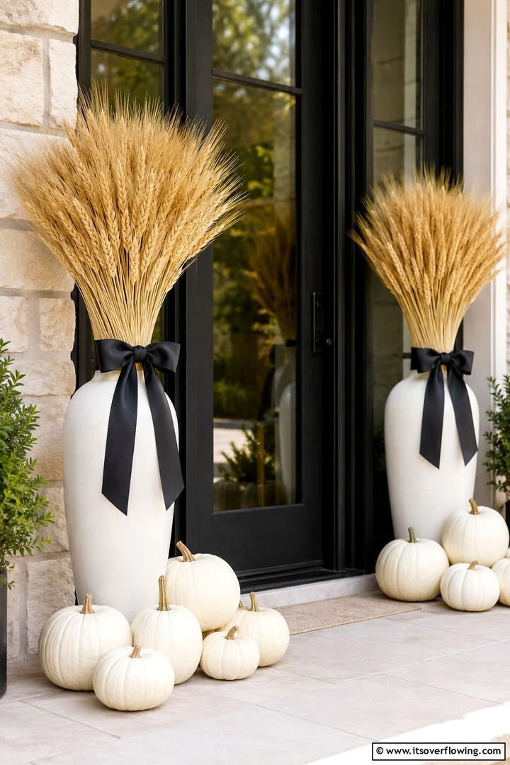 Wheat Bundle Accents - 50 Modern Fall Porch Decor Ideas Roundup- Warm Welcomes