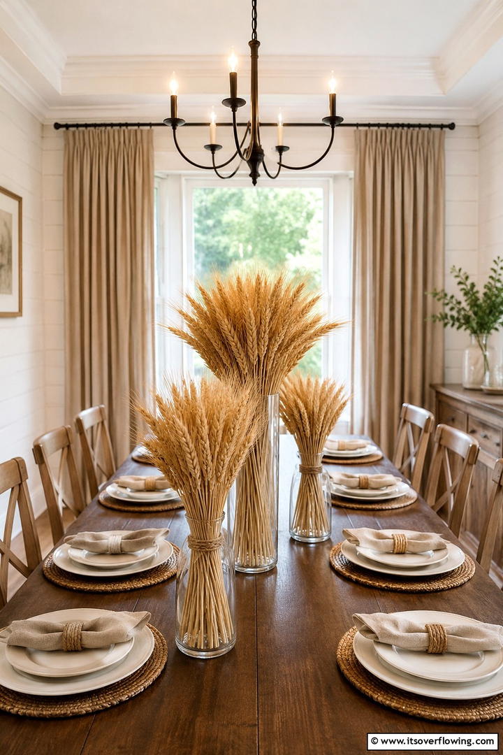 Wheat Bundle Decorations - 50 Fall Table Decor Ideas Roundup- Seasonal Styling
