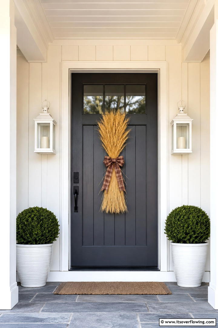 Wheat Bundle Door Swag - 50 Fall Front Door Decor Ideas Roundup- Curb Appeal