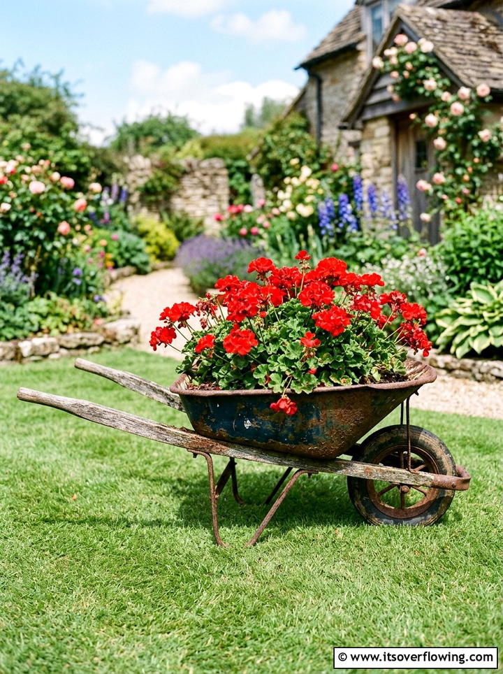 Wheelbarrow Garden - 25 upcycled garden ideas for community gardens