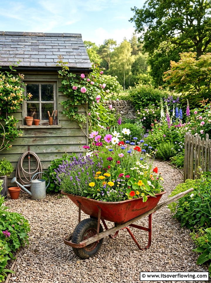 Wheelbarrow Garden - 25 upcycled garden ideas for renters