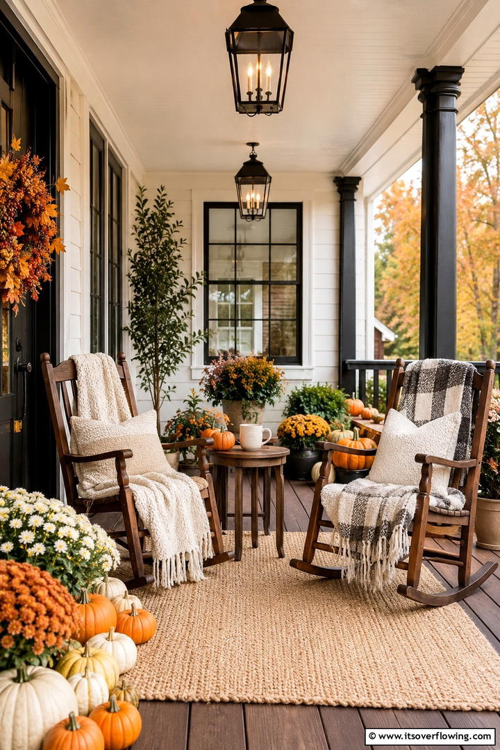 Wheelbarrow Garden Cart Display Porch - 50 Fall Porch Decor Ideas for Welcoming Outdoor Spaces