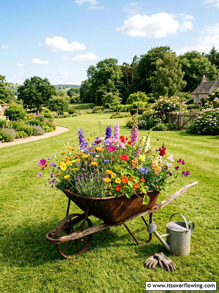 Wheelbarrow Planter - 25 reusing old things ideas for container garden