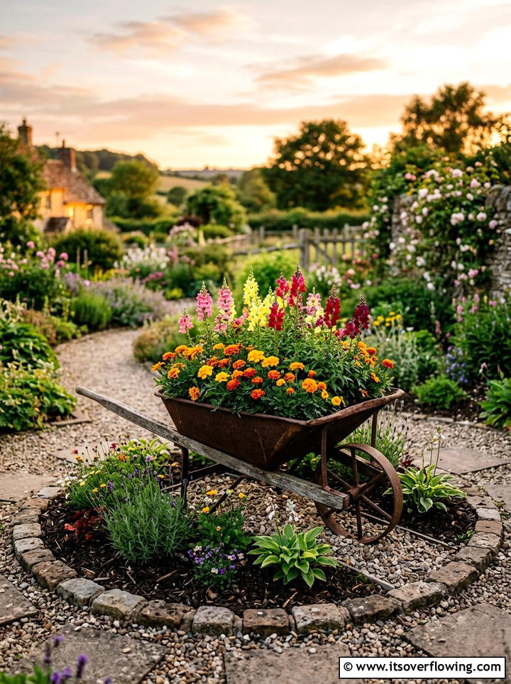 Wheelbarrow Planter - 25 reusing old things ideas for small garden